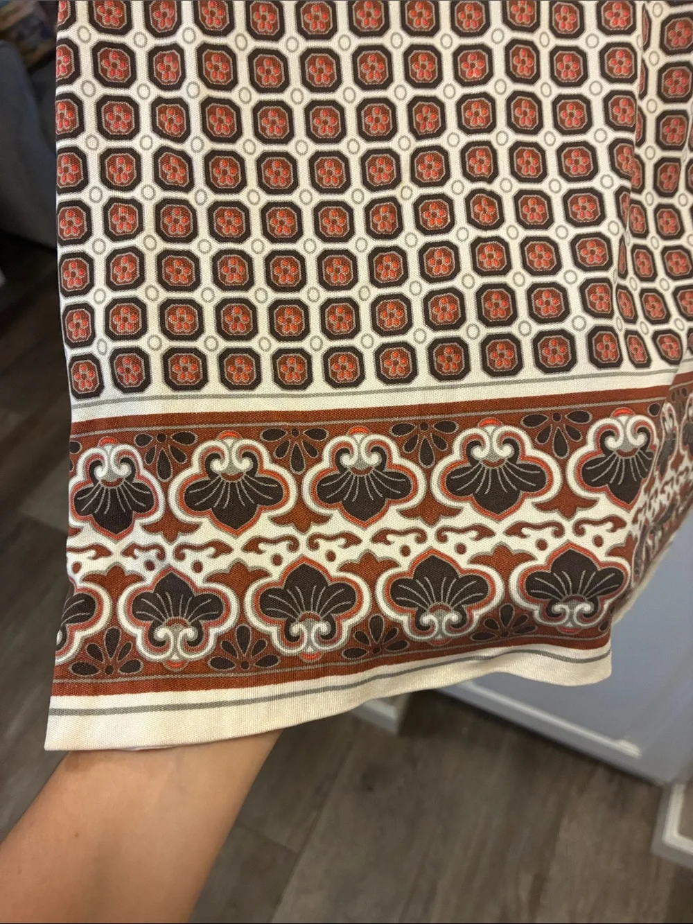 Tory Burch 100% silk brown and Cream Geo-Print Tunic